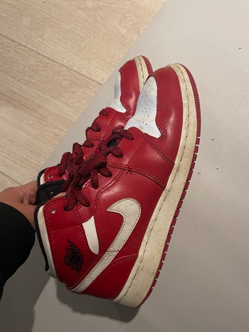 Nike Red and White High-Top Basketball Sneakers